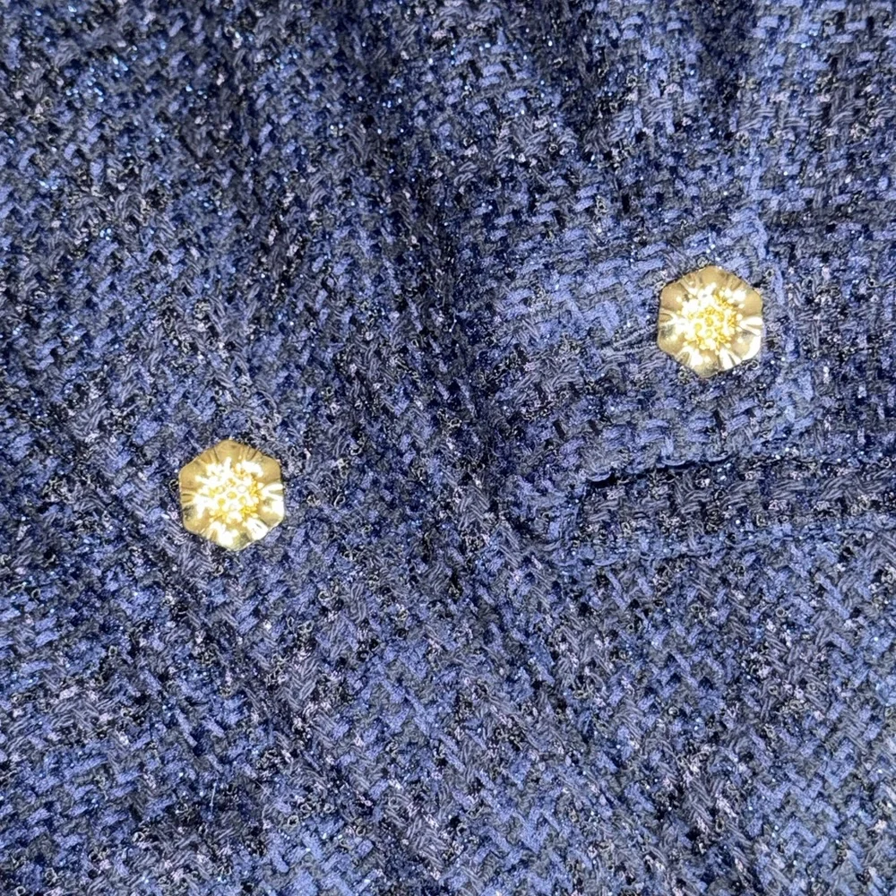 NWT Pinko Valerie stretch-knit cardigan navy blue/black with gold buttons size M - Picture 11 of 12